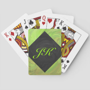 Kiwi Bash Green and Black Monogram Playing Cards