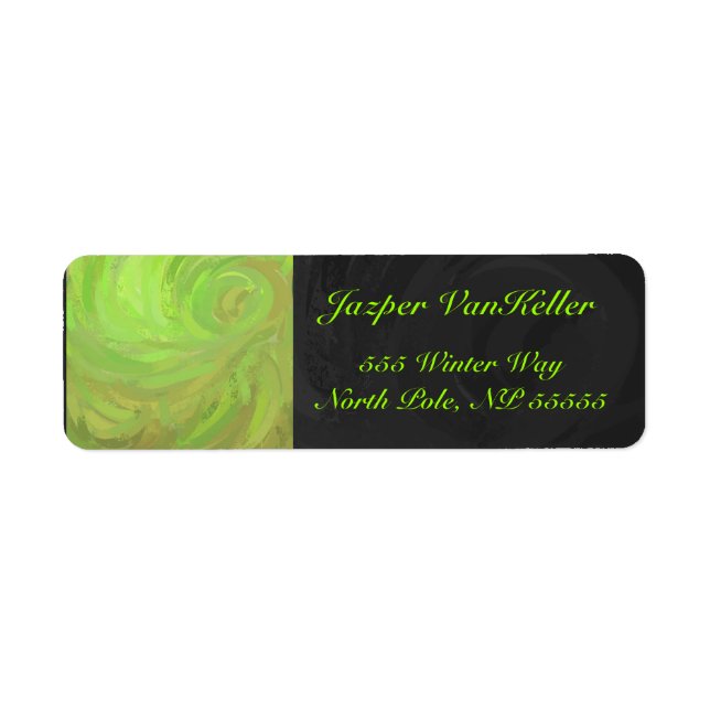 Kiwi Bash Green and Black Monogram Return Address Label (Front)