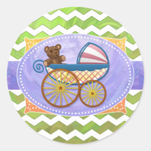 Kiwi Bash Green Chevron Baby Stuff Classic Round Sticker