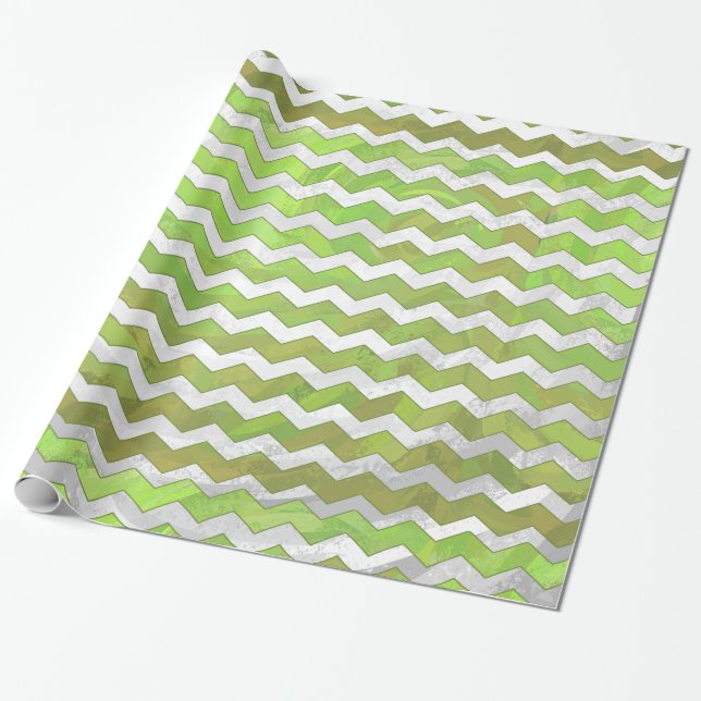 Kiwi Bash Green Chevron Pattern Wrapping Paper (Unrolled)