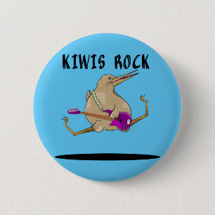 Kiwi Bass Guitar 6 Cm Round Badge