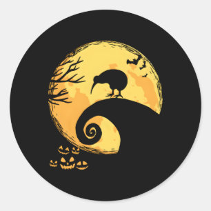 Kiwi Bird And Moon Halloween Classic Round Sticker
