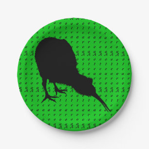 Kiwi Bird & Aotearoa (writing) New Zealand Paper Plate