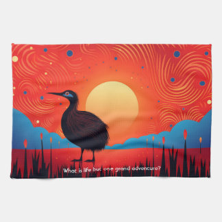 Kiwi Bird at Twilight Tea Towel