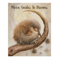 Kiwi bird baby sleeping on Moon