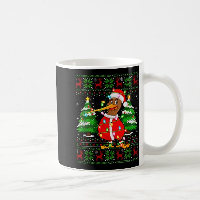 Kiwi Bird Christmas Lights Santa Costume Ugly Xmas Coffee Mug (Right)