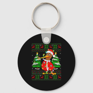Kiwi Bird Christmas Lights Santa Costume Ugly Xmas Key Ring