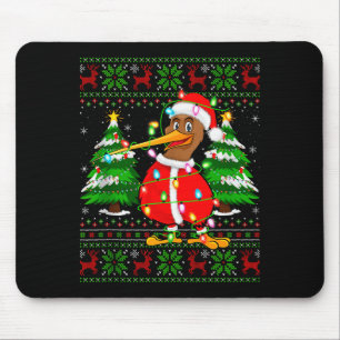 Kiwi Bird Christmas Lights Santa Costume Ugly Xmas Mouse Pad