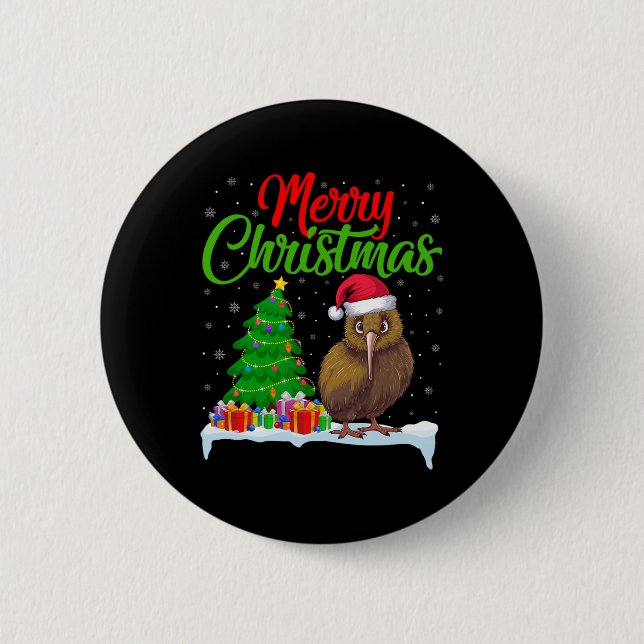 Kiwi Bird Christmas Tree Lights Funny Xmas Kiwi Bi 6 Cm Round Badge (Front)
