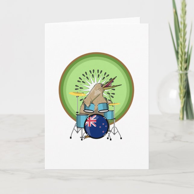 Kiwi Bird Drummer Card (Front)