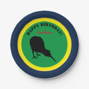 Kiwi Bird & Happy Birthday, New Zealand Party Paper Plate