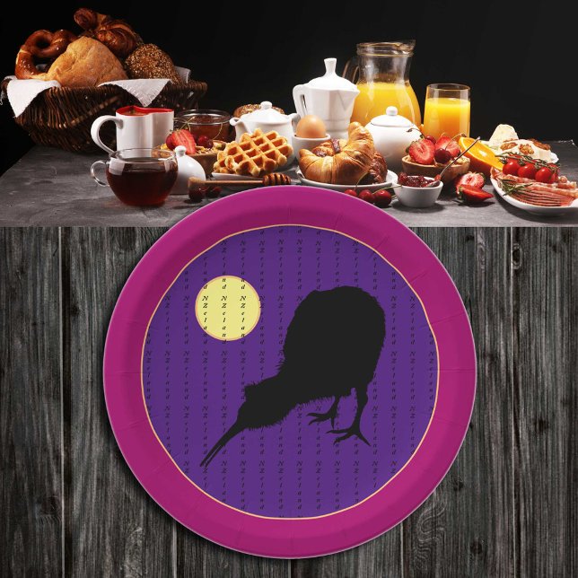 Kiwi Bird & Moon - New Zealand Party / BBQ Paper Plate (Creator Uploaded)