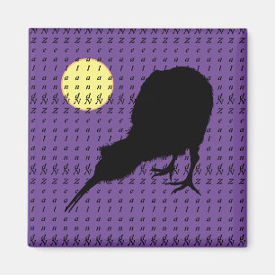 Kiwi Bird, Moon & New Zealand text /Bro Travel Magnet