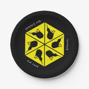 Kiwi Bird & New Zealand/ Aotearoa Islands (pizza) Paper Plate