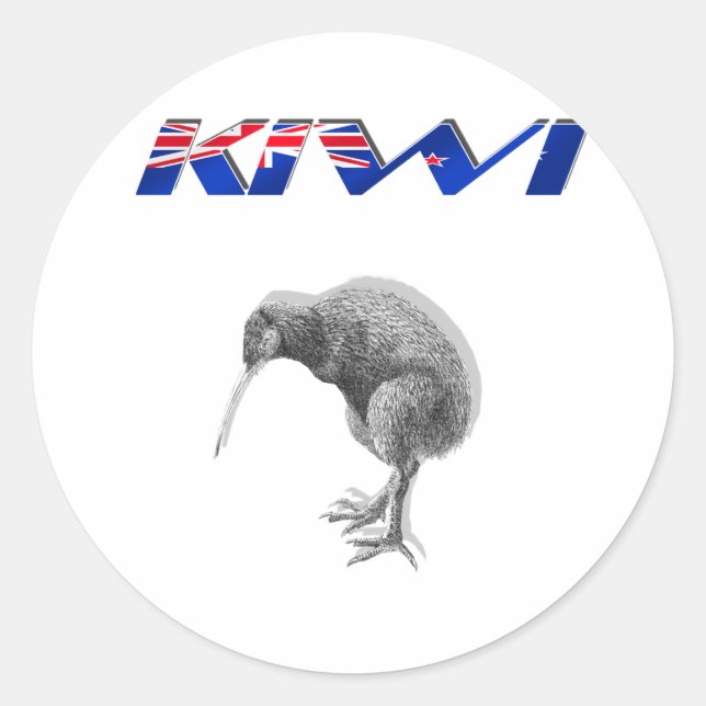 Kiwi Bird New Zealand flag logo gifts Classic Round Sticker (Front)