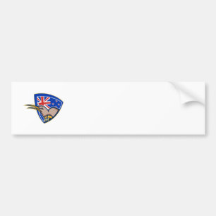 Kiwi Bird New Zealand Flag Shield Retro Bumper Sticker
