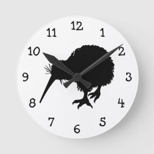 Kiwi Bird Silhouette Round Clock