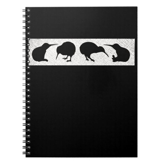 Kiwi Bird Silhouettes New Zealand Animal Notebook (Front)