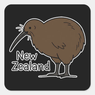 Kiwi Bird with New Zealand Square Sticker