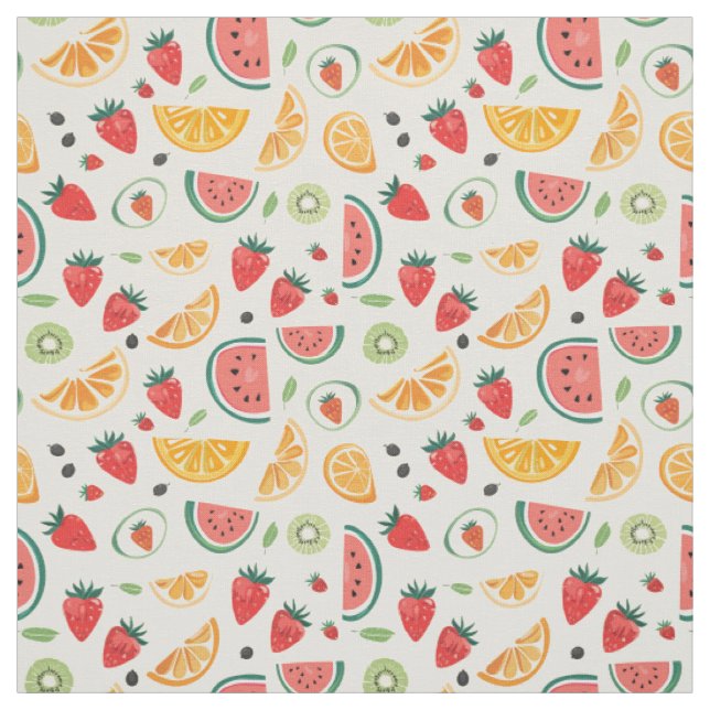 Kiwi & Botanical Pattern  Fabric (Swatch)