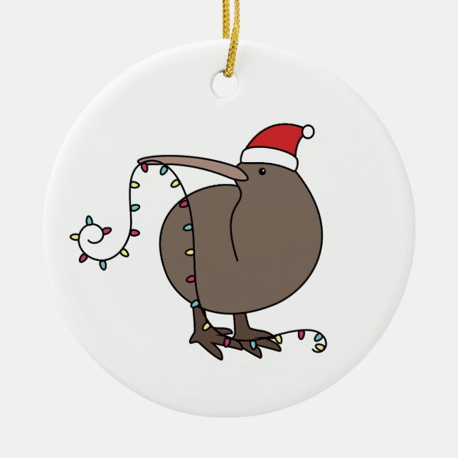 Kiwi Chirstmas Ceramic Ornament (Front)