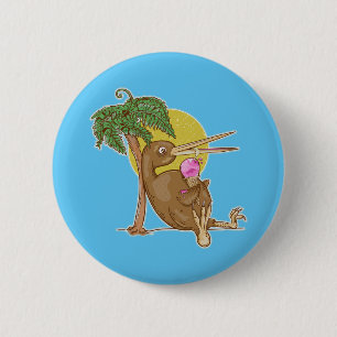 Kiwi eating an icecream 6 cm round badge