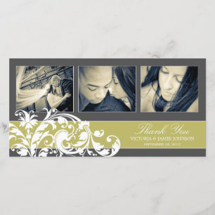 KIWI FLOURISH   WEDDING THANK YOU CARD