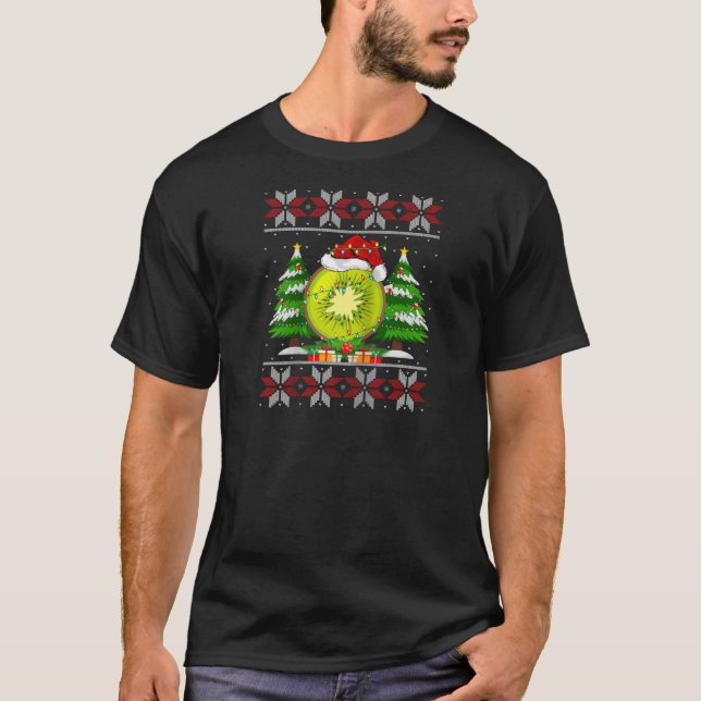 Kiwi Fruit Christmas Tree Lights Ugly Sweater Sant (Front)