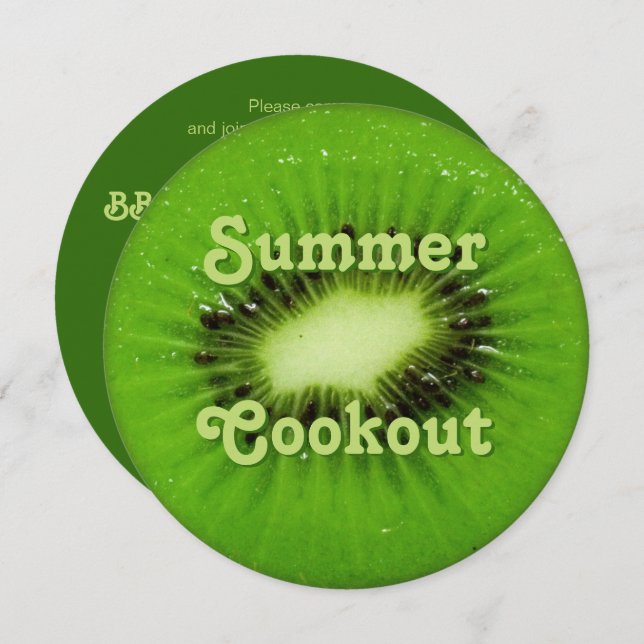 Kiwi Fruit Fresh Slice Summer Cookout Invitation (Front/Back)