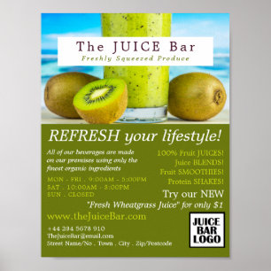 Kiwi Fruit, Juice Bar Advertising Poster