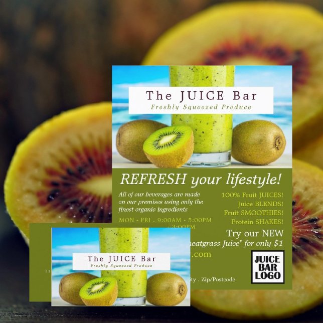 Kiwi Fruit, Juice Bar Business Card (Creator Uploaded)