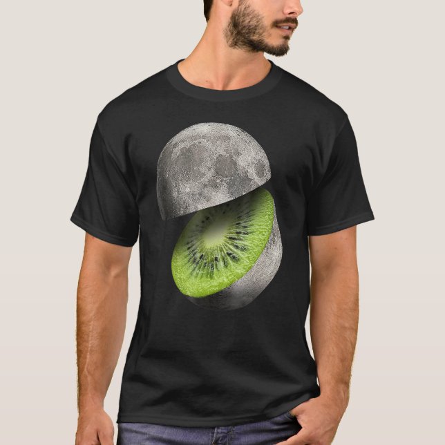 Kiwi Fruit Moon Planet Cut Out Astronomy Space Sci T-Shirt (Front)