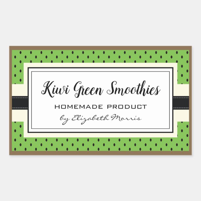 Kiwi fruit pattern, homemade green smoothie label (Front)