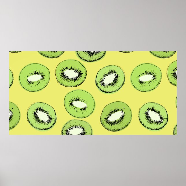 Kiwi fruit seamless pattern,background with kiwi s poster (Front)