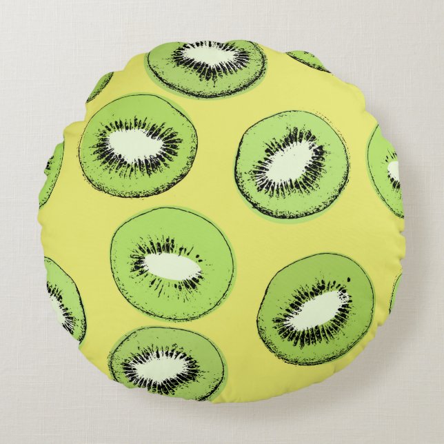 Kiwi fruit seamless pattern,background with kiwi s round cushion (Front)