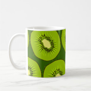 Kiwi fruit slices: dark green. coffee mug