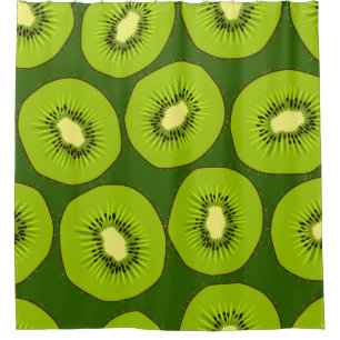 Kiwi fruit slices: dark green. shower curtain