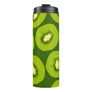 Kiwi fruit slices: dark green. thermal tumbler