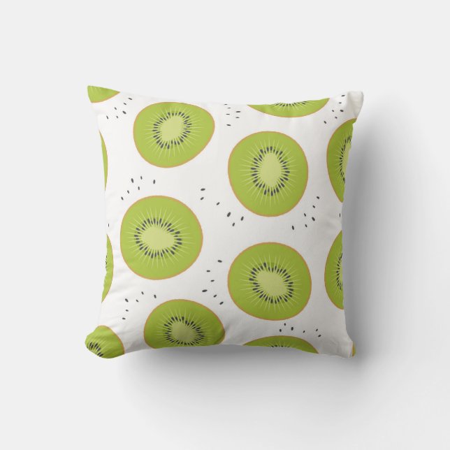 Kiwi fruit slices, seamless illustration. cushion (Front)