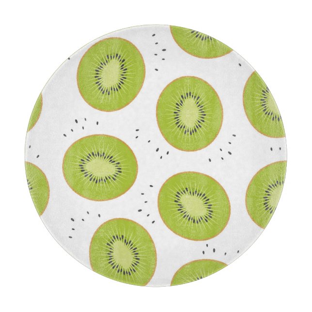 Kiwi fruit slices, seamless illustration. cutting board (Front)