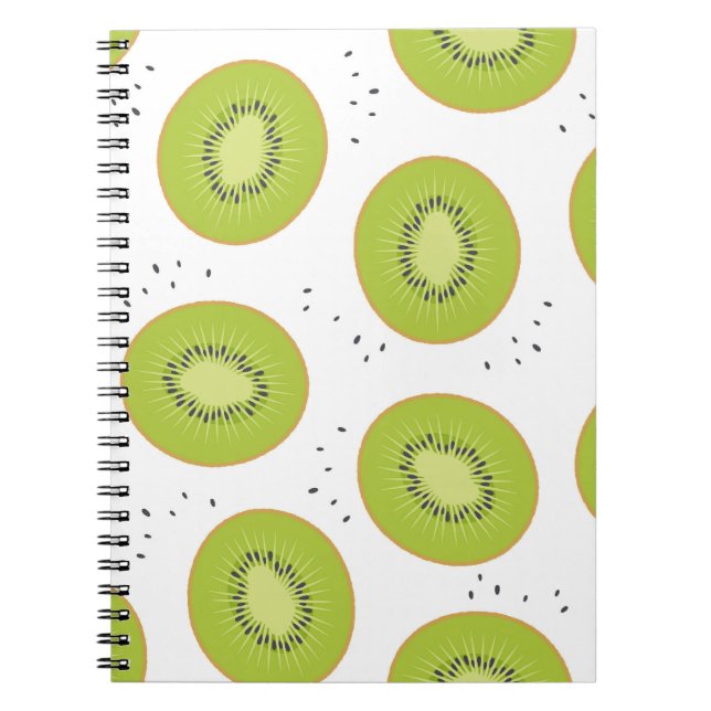 Kiwi fruit slices, seamless illustration. notebook (Front)