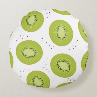 Kiwi fruit slices, seamless illustration. round cushion
