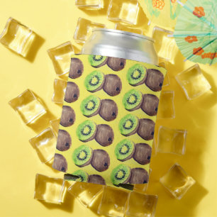 Kiwi fruit watercolor Yellow Food Tropical Pattern Can Cooler