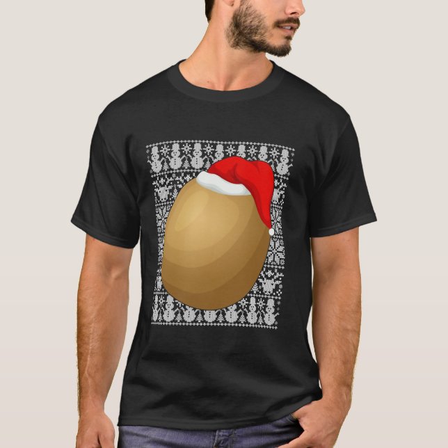 Kiwi Fruit Wearing Santa Hat Men Women Kids Ugly C T-Shirt (Front)