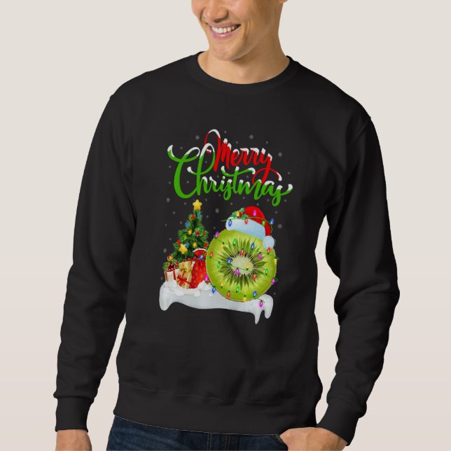 Kiwi Fruit  Xmas Decorations Santa Kiwi Fruit Chri Sweatshirt (Front)