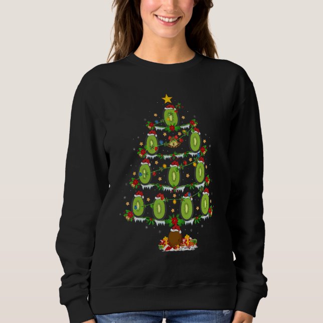 Kiwi Fruit  Xmas Lights Kiwi Fruit Christmas Tree Sweatshirt (Front)