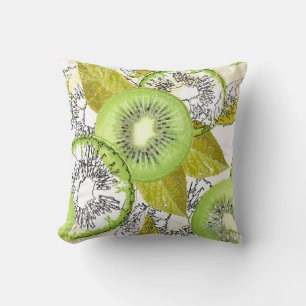 Kiwi, fruity, green and white, fresh, juicy, white cushion