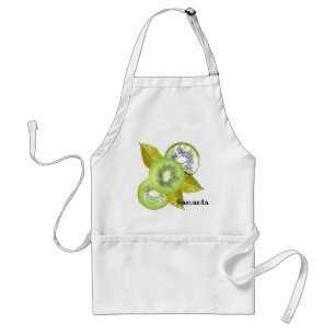 Kiwi, fruity, green and white, fresh, juicy, white standard apron