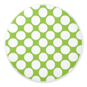 Kiwi green and white Polka dot Ceramic Knob