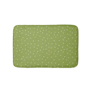 Kiwi Green Cute Scattered Dots Bath Mat